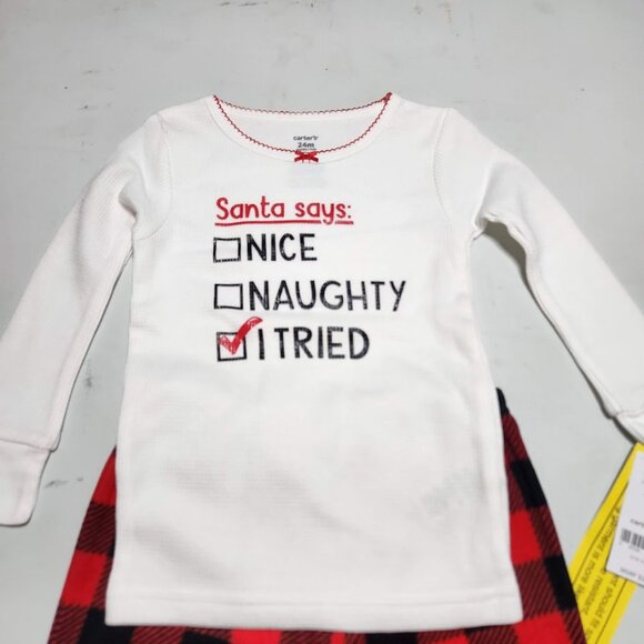 NEW Carter's Size 24M Baby Girl Christmas Outfit pajamas toddler pjs pants shirt - Picture 2 of 7